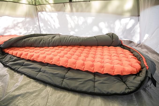 Pro Insulated Sleeping Pad for Camping | Easily Inflatable and Designed for Premium Comfort in the Lowest Temperatures | Orange