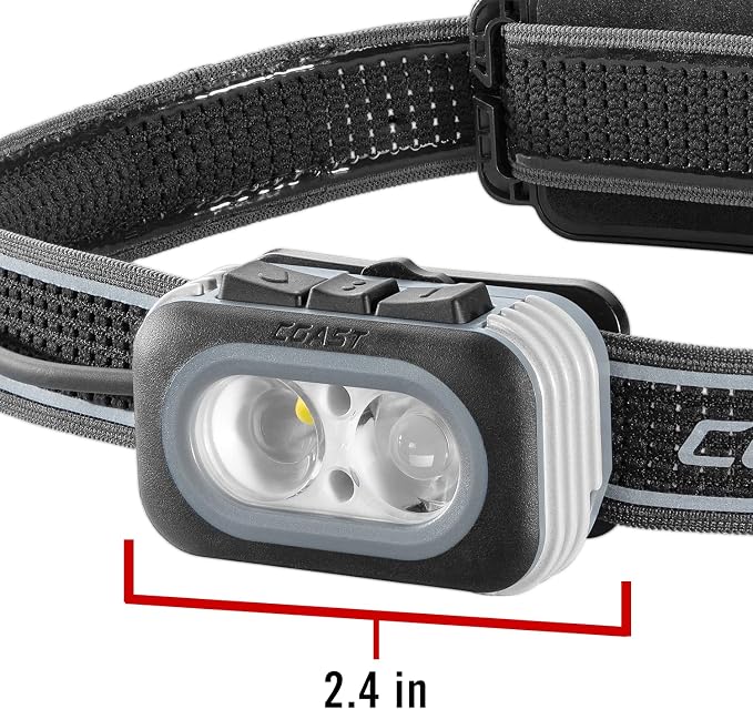 Coast RL20R 1000 Lumen Tri-Color LED Rerchargeable Headlamp with Flood and Spot Beams, Variable Light Control, Fixed Focus, Ultra-Strap, Red/Green Modes