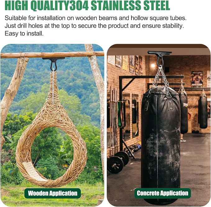 Heavy Punching Bag Hanger | Wall/Ceiling Mount Hook with 180° / 360° Rotation | Wood Beam Holder for Boxing, Weight Training, Aerial Yoga Swing & Hammock