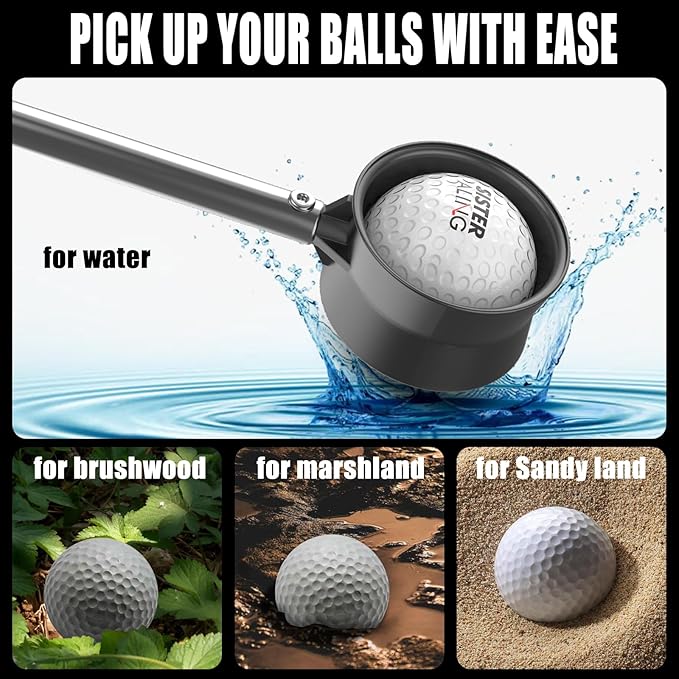 Golf Magnetic Alignment Rods and 9ft/12ft Water Telescopic Golf Ball Retriever