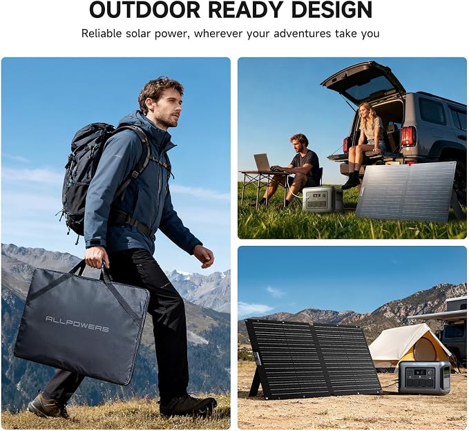 ALLPOWERS SOLAX SE100 100W Portable Solar Panel for Power Station Generator, High-Efficiency Solar Charger for Solar Generator,20V Foldable Solar Panel with Adjustable Kickstand for Outdoor Camping RV