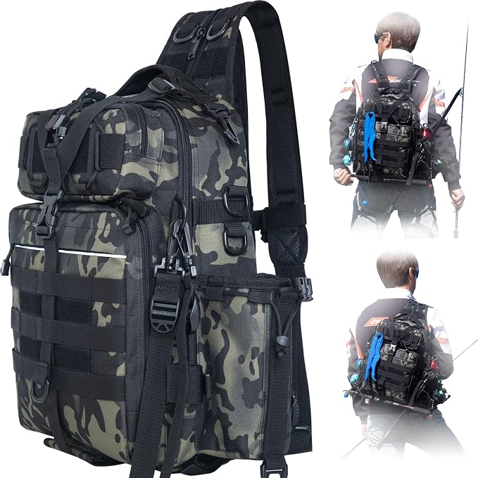 BLISSWILL Outdoor Tackle Bag - Large Water-Resistant Fishing Backpack