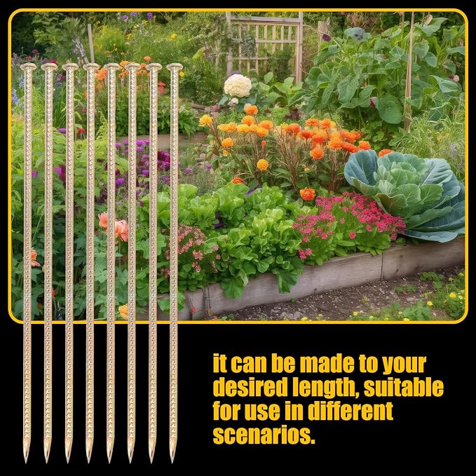 Pelopy 8 Pack 30 Inch Long Rebar Stakes 9/16 Inch Diameter Heavy Duty Galvanized Steel Ground Anchors with Chisel Point Ends Ground Stake for Speed Bumps Wheel Stop Tent Concrete Plant Support