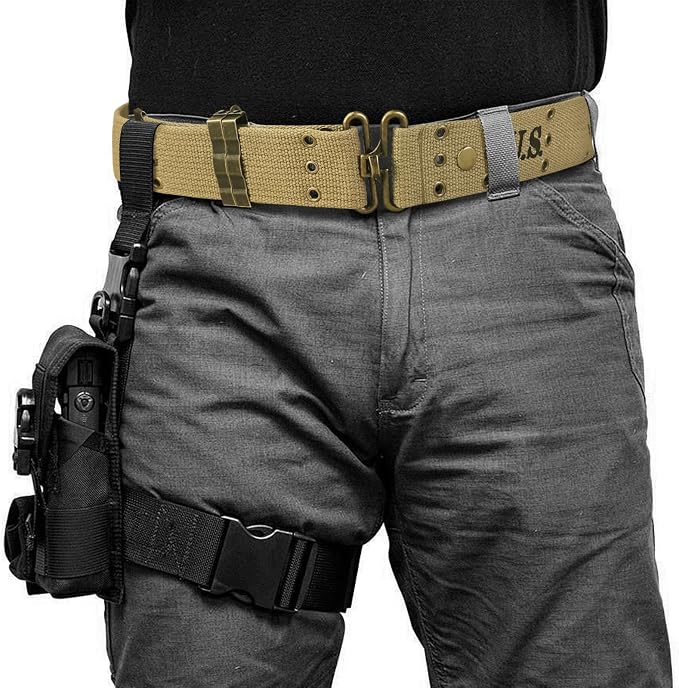 SUNRISING WW2 Gaiters for Men and WW2 US Army M36 Pistol Belt