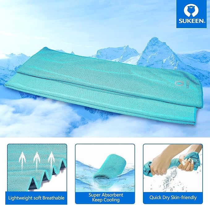 Sukeen Cooling Towel (40"x12"), Soft Breathable Cooling Towels for Neck and Face, Chilly Sweat Towel, Neck Cooling Wraps for Gym, Yoga, Sports, Camping, Hiking