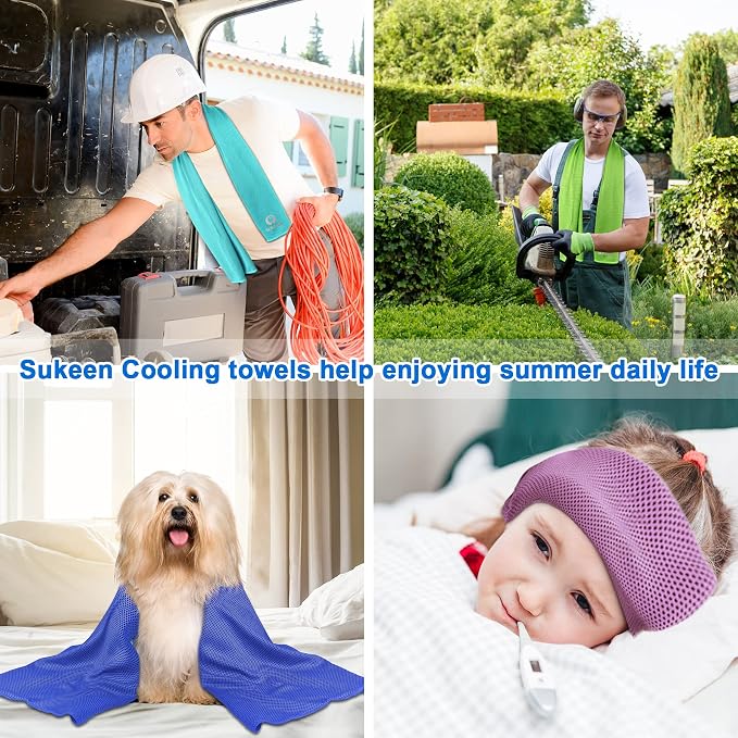 Sukeen Cooling Towel for Neck and Face(40"x12"), 40pack Bulk Ice Towel, Quick Dry Sports Cool Towels, Soft Breathable Sweat Towels for Workout, Yoga, Golf, Gym, Camping, Sport, Running