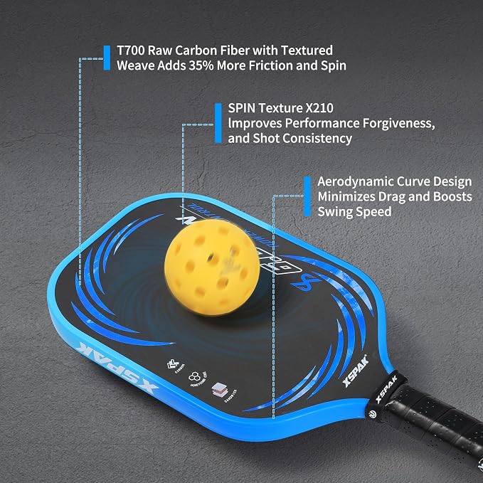 Pickleball Paddle, T700 Carbon Fiber Abrasion-Resistant Surface, 19MM Polypropylene Honeycomb core, USAPA Approved, High Grit,The Sandwich Core System Higher Density Weaving Process