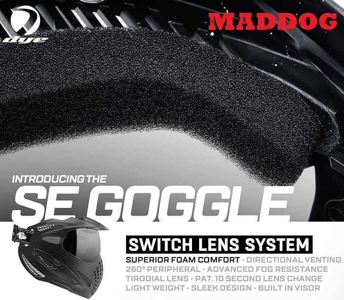 Maddog Dye SE Special Edition Paintball Mask Goggle System | Replaceable SLS Thermal Dual-Pane Anti Fog Lens | Adjustable Full-Face Safety Certified Protection
