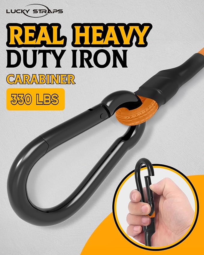 8 Pcs 72 Inch Heavy Duty Carabiner Bungee Cord Outdoor with 190 Lbs Max Break Strength, Bungee Straps with Upgraded Carabiner Hooks for Luggage Rack, Cargo, Hand Carts, Bike, Camping, etc (Orange)