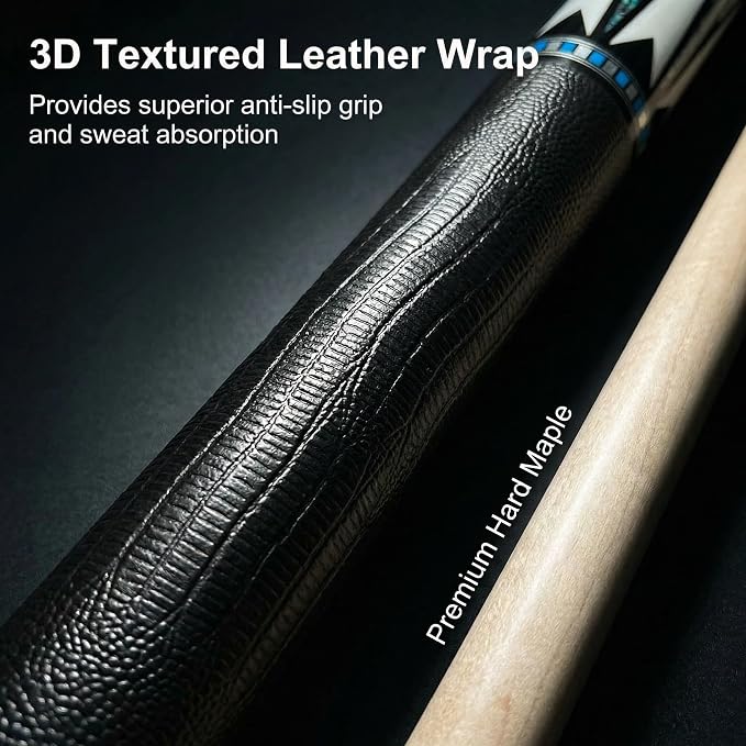 Tai ba cues Pool cue Stick + Hard Case, Multi-Weight System, Multilayer Leather Tip -12.5/11.5mm, 58", Hardwood Canadian Maple Professional Billiard Cue Stick