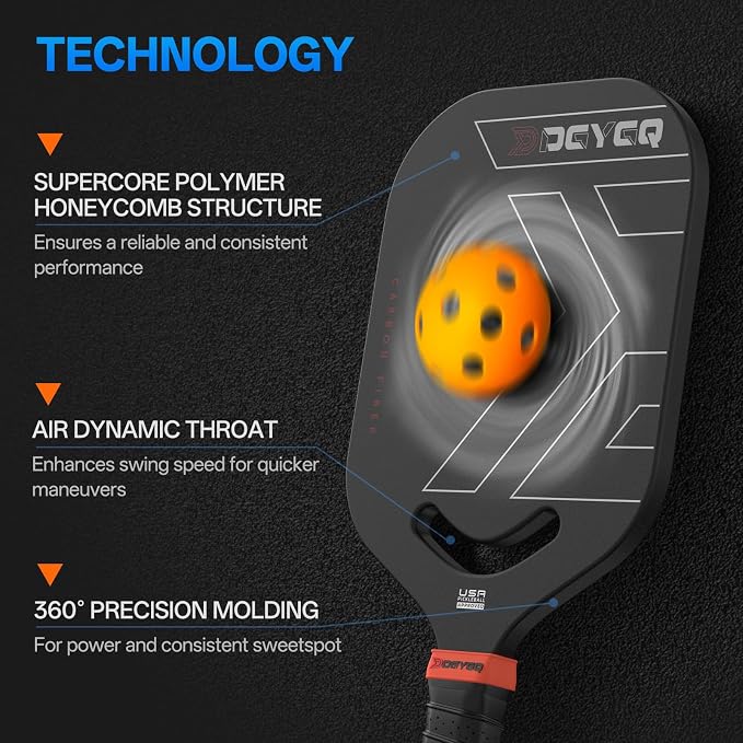 DGYGQ Pickleball Paddles with Polypropylene Honeycomb Core, T700SC Power Carbon Fiber Pickleball Paddle, Increased Power for Ultimate Spin & Consistency