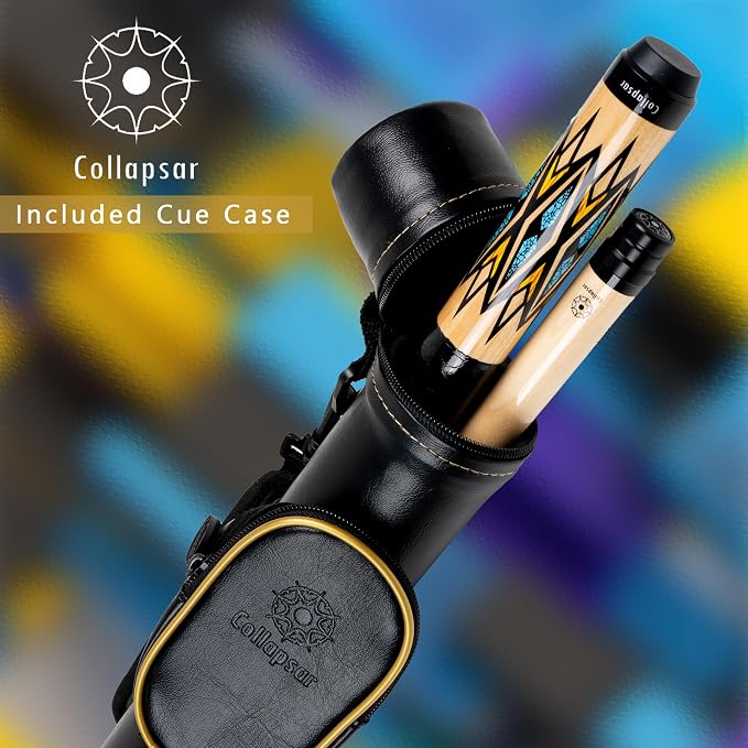 Collapsar CA Pool Stick with 1X1 Hard Case,58" Maple Professional Billiard Cue Stick,19-21 oz Pool Cue Set