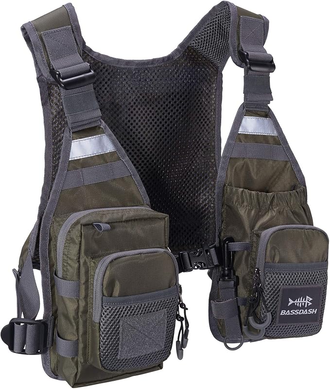 BASSDASH FV08 Ultra Lightweight Fly Fishing Vest for Men and Women Portable Chest Pack