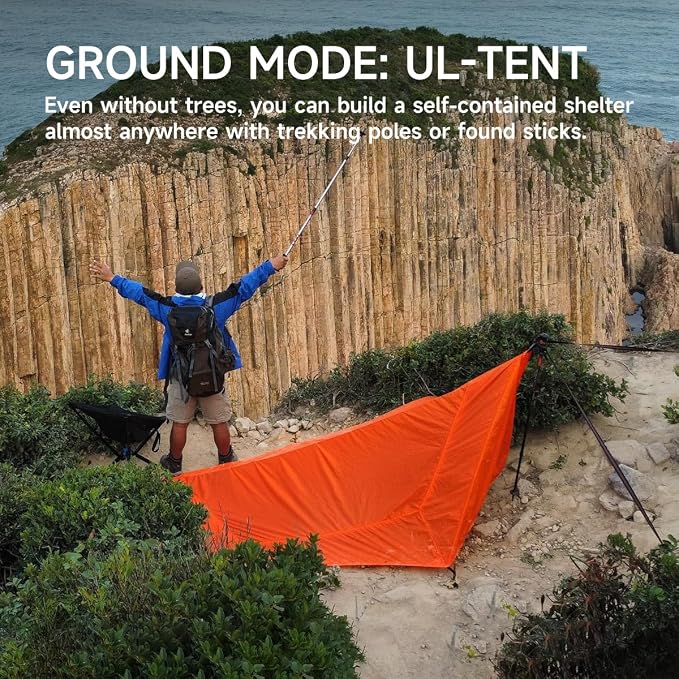 SkyNest 11ft Hammock with Net and Rain Fly Tarp, 4 in 1 Camping Hammock Tent, Ultralight Portable Double-Layer Hammock with Ridge Rope for Camping, Hiking and Backpacking
