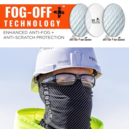 Ergodyne Skullerz THOR Anti Scratch Safety Glasses, Anti-Fog, ANSI z87.1