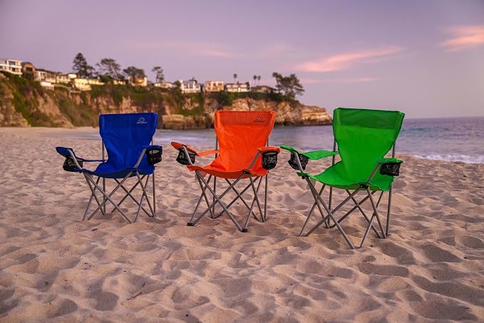 Anytime Chair for Camping, Sports, and The Outdoors w/Carry Bag, Camping Chairs for Adults, Folding Chair for Outside, (by Caddis Sports) (1, Orange)