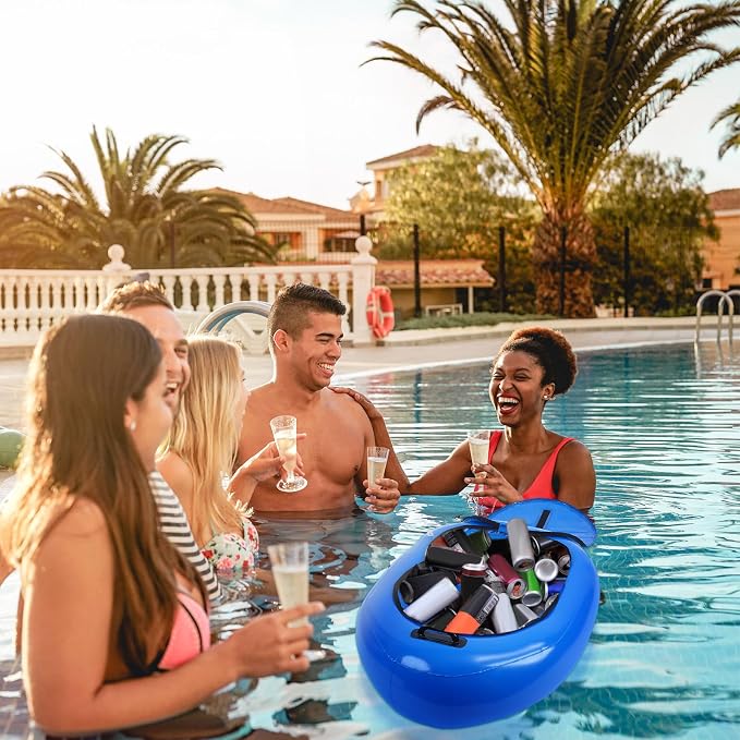Inflatable Cooler for Kayak Tow Behind Floating Heavy Duty PVC River Cooler with Handle for Outdoor Kayaking Boating and Fishing