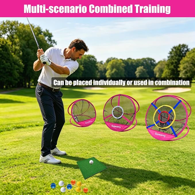 Set of 3 Golf Chipping Nets (3 Sizes) - Pop-Up Practice Targets for Indoor & Outdoor