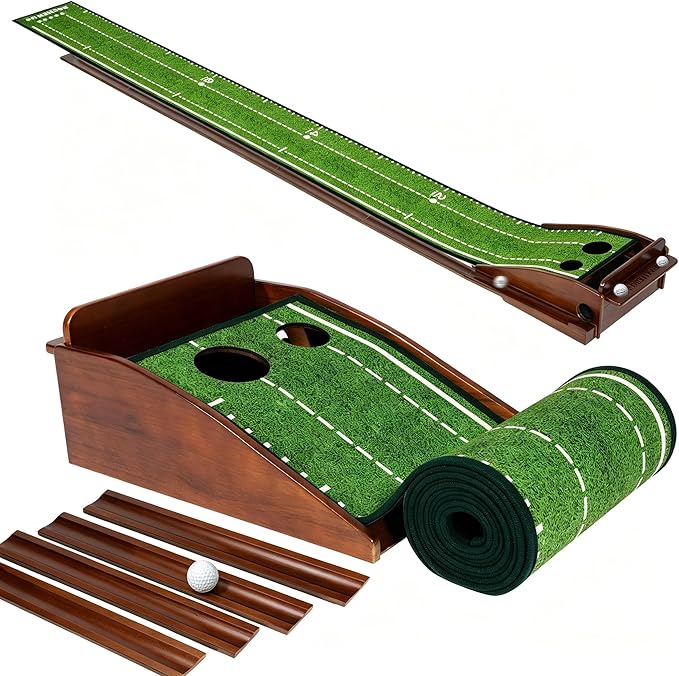 Dachenus Putting Green Indoor Mat Outdoor Golf Putting Mat with Automatic Ball Return - Ideal for Home, Office, and Outdoor Use