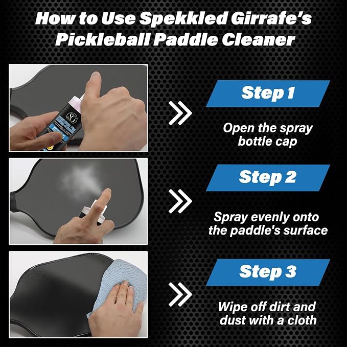 Pickleball Paddle Cleaner Spray - Removes Dirt, Ball Residue, Scuff Marks- EPA Safer Ingredients, Pickleball Accessories, Pickleball Gifts, Presidents Day Deals - 8 FL Oz