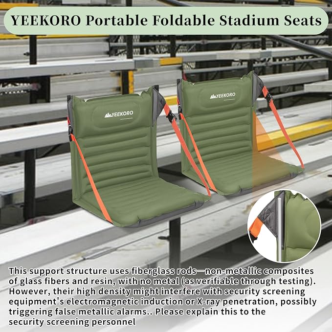 Inflatable Folding Seats, Portable Chairs with Back Support, Foldable and Lightweight Seat for Camping/Sporting Events,Stadium Seats with Storage Bag Lounge Chair