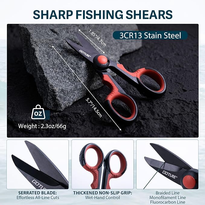 Goture Fishing Lures with Tackle Box and Fishing Tool Kit Set for Men Women, Include Fish plier, Braid Scissors, Fishing Gripper, Fish Ruler with Gift Box