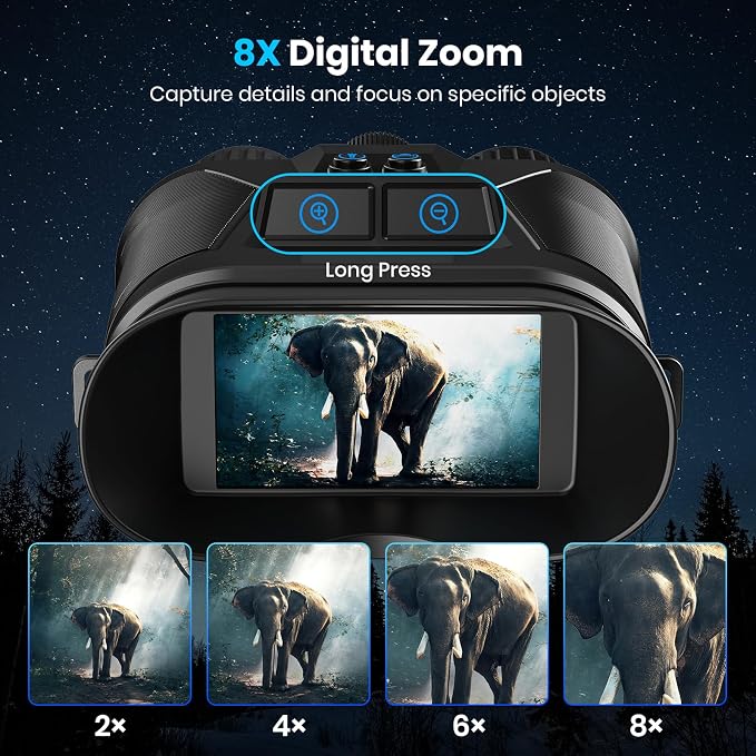 seanme Night Vision Goggles with Camera, 4K Night Vision Binoculars for Adults, 3280FT Infrared, 3" Large Screen, 8X Digital Zoom, 5000 mAh Battery and 32GB Memory Card for Saving Photos and Videos