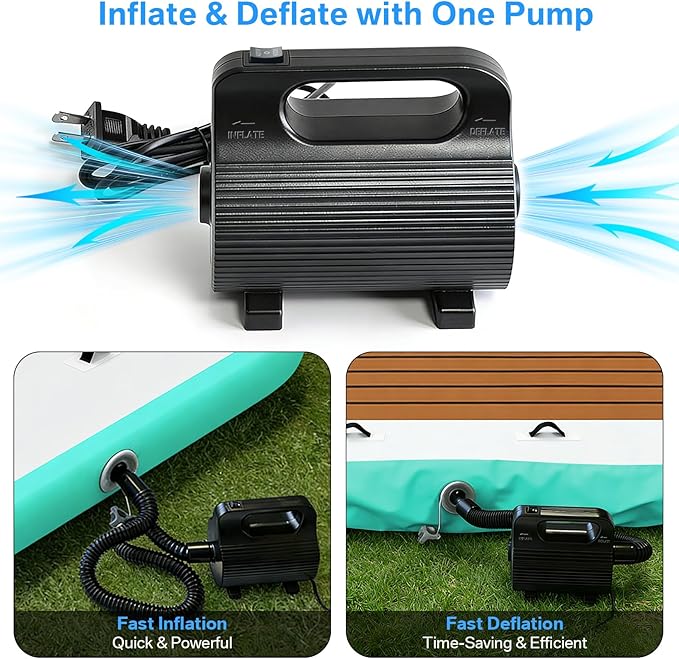 CZGBRO Electric Air Pump for Inflatables Tumble Track Pool Gymnastics Mat Floats Dock Raft, Adjustable 400W/600W Air Mattress Pump Quick Fill Inflator/Deflator 110-120V AC, 4 Nozzles