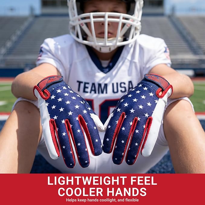 Football Gloves for Youth and Adult Men,Sticky Adhesive Palms Receiver Gloves,Grip Boost Flag Football Accessories Gifts for Family and Friends