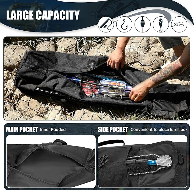 Fishing Pole Bag Rod Case, Folding Fishing Pole Bag Fishing Gear