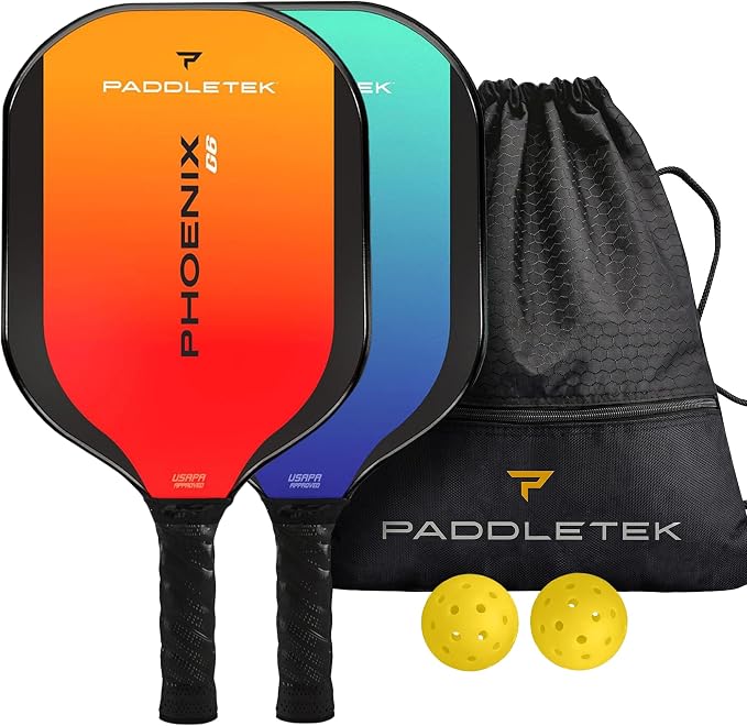 Paddletek Phoenix G6 Pickleball Paddle | Professional Pickleball Paddles with Honeycomb Core, Polycarbonate Surface, Graphite PolyCore & High Tack Performance Grip | USAPA Approved