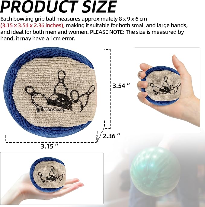TonGass Microfiber Ultra Dry Bowling Grip Ball, Microfiber Bowling Grip Bags, Bowlings Powder Bag for Hands Use - Blue & Grey