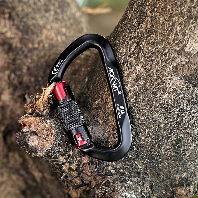 30KN Auto Locking Carabiner Clip Twist Lock UIAA Certified Large Climbing Carabiner Heavy Duty Carabiner for Rock Tree Climbing Rappelling Mountaineering Caving Rescue Arborist Aerial Yoga
