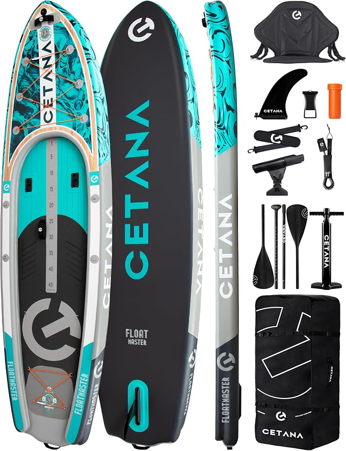 CETANA Extra Wide Inflatable Paddle Board 11'6 x 35" x 6", 450LB High Weight Capacity Wide Stable Stand Up Paddle Board for Beginners, 2–3 Person Large Paddleboard with 3 Fins, Dual Bungee, 15 D Rings