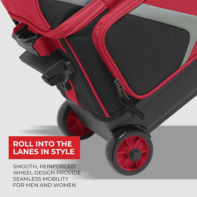 BSI Dash Roller Bowling Bag with Smooth Rolling Wheels, Padded Ball Compartment, Retractable Locking Handle, & Shoe Pocket