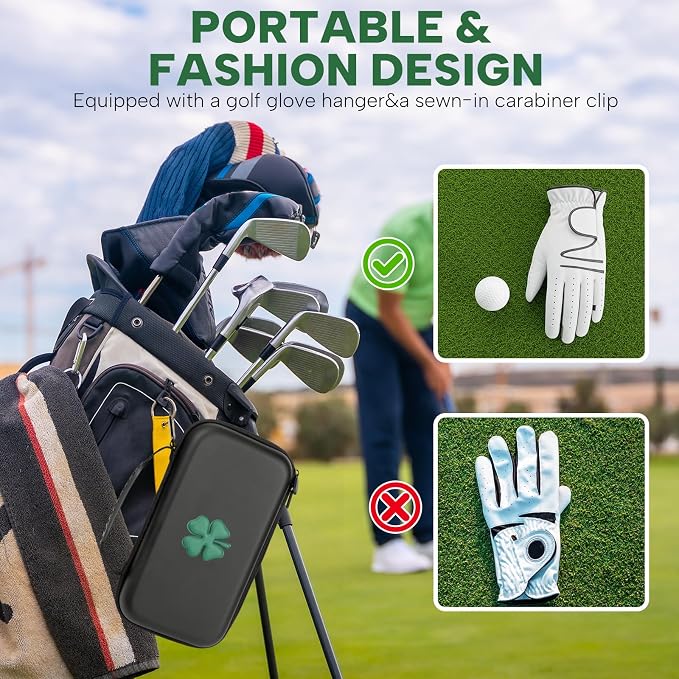 Golf Glove Holder Case with Glove Shaper - Golf Accessories Organizer for Men & Women, Premium Protective Storage Case with Carabiner Fits Golf Bags, Golf Gifts for Men