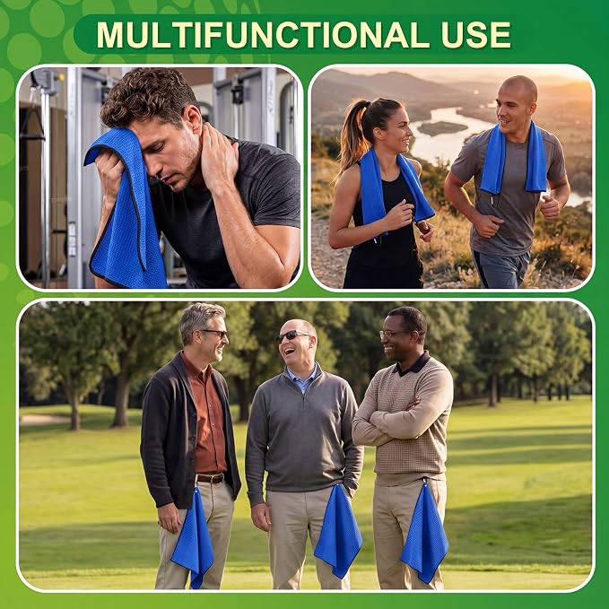 Batiyeer Golf Towels Bulk for Bags 16'' x 24'' Microfiber Waffle Pattern Golf Towels Trifold with Clip for Hiking,Tournament, Yoga