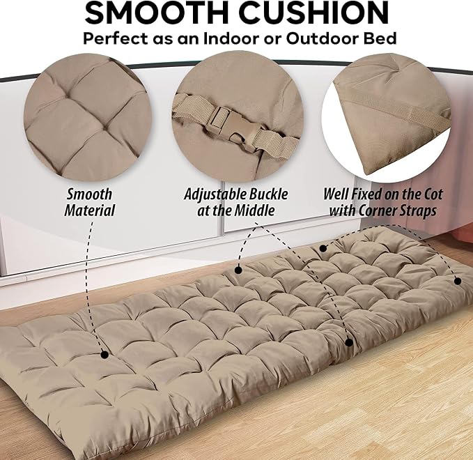 Zone Tech Camping Cot Mattress Pad Premium Quality Outdoor Comfortable Thicker Cotton Sleeping Cot Lightweight Waterproof Bottom Pad Mattress for Adult, Kid