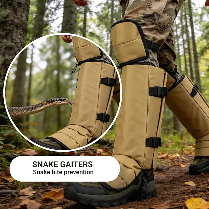 Snake Gaiters for Hunting, Snake Guards for Legs, Waterproof Snake Chaps Gaiter Leggings for Men & Women, Extended Knee Pads Snake Bite Protection, Snake Proof Gaiters with Adjustable Size