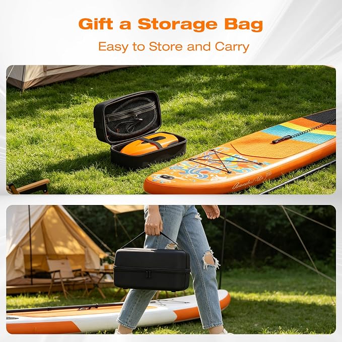 Rechargeable Paddle Board Electric Pump 12000mAH, 20PSI High Pressure SUP Pump, Intelligent Dual Stage Inflation & Deflation, Auto-Off, for Stand Up Paddleboards, Tent, Boat, Air Mattress