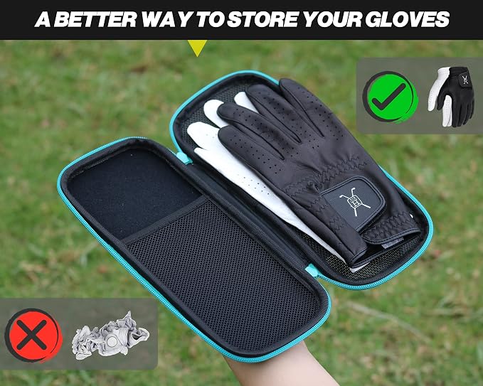 Handy Picks Performance Golf Glove Case - Golf Gloves Holder Case That Protects n Keeps Your Golf Gloves Neat n Dry - Air Flows Through on The Back Cover to Let The Moisture Out