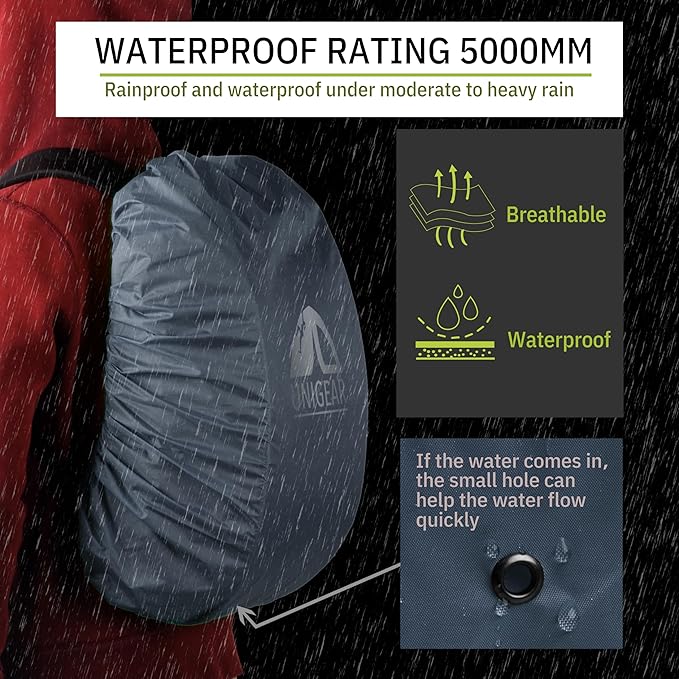 Unigear Backpack Rain Cover Waterproof Rating 5000mm Ultraportable and Durable with 2 Anti-Slip Buckle Strap, Integrated Carry Pouch Design (Gray, X-Large)