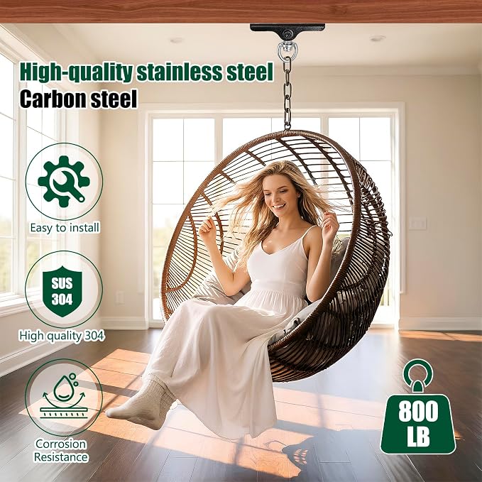 Heavy Punching Bag Hanger | Wall/Ceiling Mount Hook with 180° / 360° Rotation | Wood Beam Holder for Boxing, Weight Training, Aerial Yoga Swing & Hammock