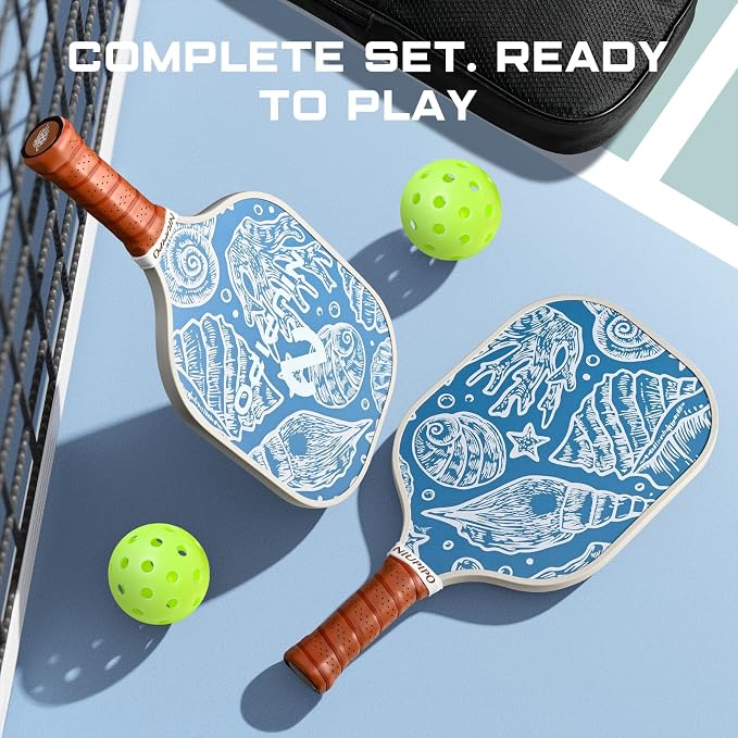 niupipo Pickleball Paddles Set of 2/4/1, USAPA Approved Carbon Fiber & Fiberglass Hybrid, Easy Power, Polypropylene Honeycomb Core, Cushioned 4.72" Grip, Bag/Cover, Pickleball Paddle Set for Men Women