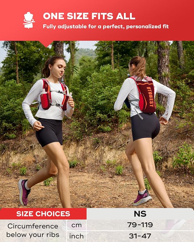 UTOBEST Running Vest, 5L Hydration Vest Lightweight, Breathable and Sweatproof Running Backpack, Adjustable Running Hydration Vest for Trail Running Marathon Race Jogging Cycling
