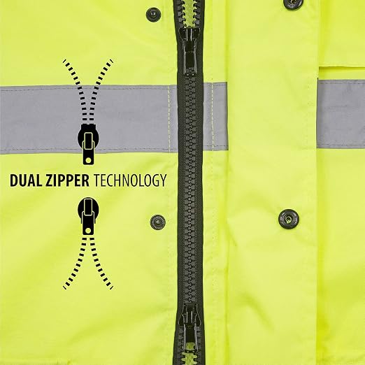 JORESTECH Hi-Visibility Waterproof Rain Jacket with Mesh Lining, ANSI/ISEA 107-2015 Class 3 Type R, Lightweight Wind-Resistant Safety Jacket