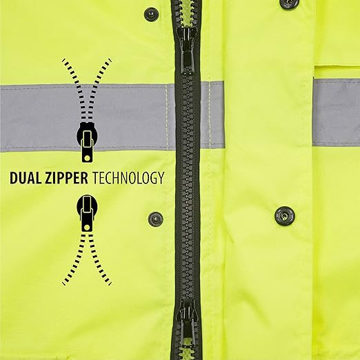 JORESTECH Hi-Visibility Waterproof Rain Jacket with Mesh Lining, ANSI/ISEA 107-2015 Class 3 Type R, Lightweight Wind-Resistant Safety Jacket