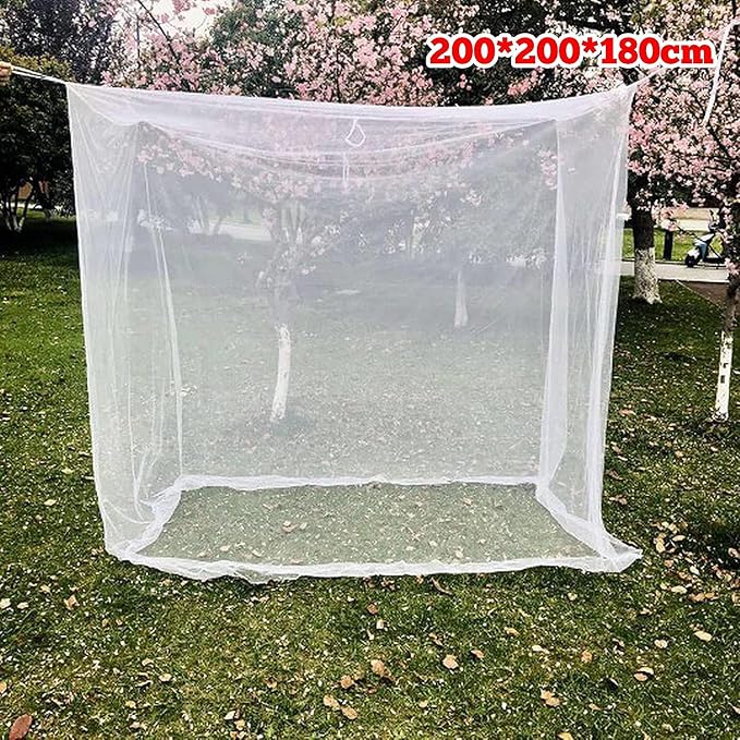 Camping Mosquito Net 6.5'x6.5' Largesize White Outdoor | No-opening 79"x79"x71", Bottom Fixing Strap, Insect Netting Mesh, w/ Carrying Bag for Camping, Picnic, Patio, Trips