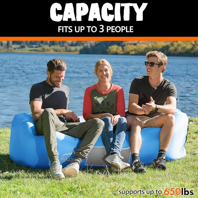 AlphaBeing Inflatable Lounger Beach Chair Accessories, Air Sofa Hammock Inflatable Couch for Camping Backyard Lakeside with Compression Sacks, Ideal Outdoor Gifts for Adults