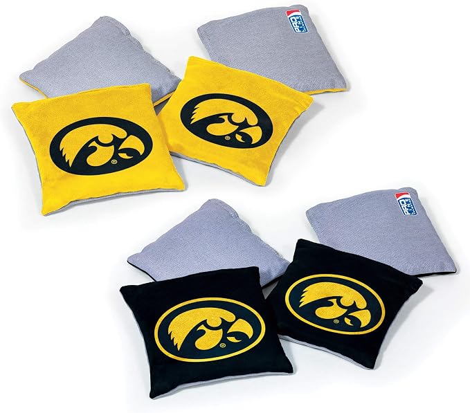NCAA College Dual Sided Bean Bags by Wild Sports, 8 Count, Premium Toss Bags for Cornhole Set - Great for Tailgates, Outdoors, Backyard